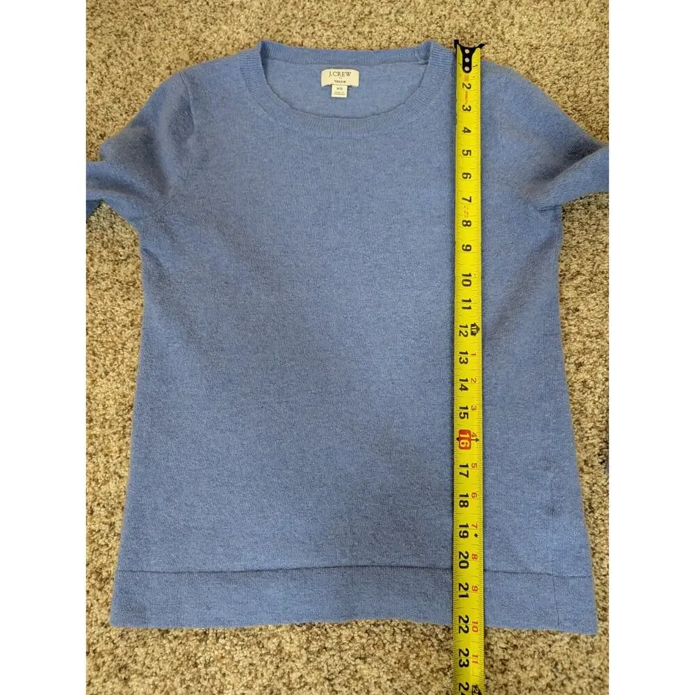 J.CREW Sweater Women XS Sky Blue Teddie Pullover Cotton Merino Wool